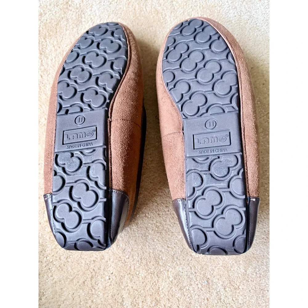 Lamo Mens‎ Chestnut Faux Suede Sherpa Lined Moccasin Slippers Size 11 Comfy